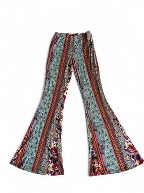 Fashion Nova Mint & Rust Paisley Flare Leggings